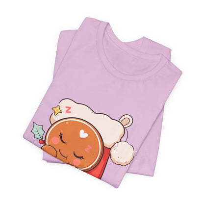 Sleeping Gingerbread Man Christmas T-Shirt, Kawaii Holiday Tee