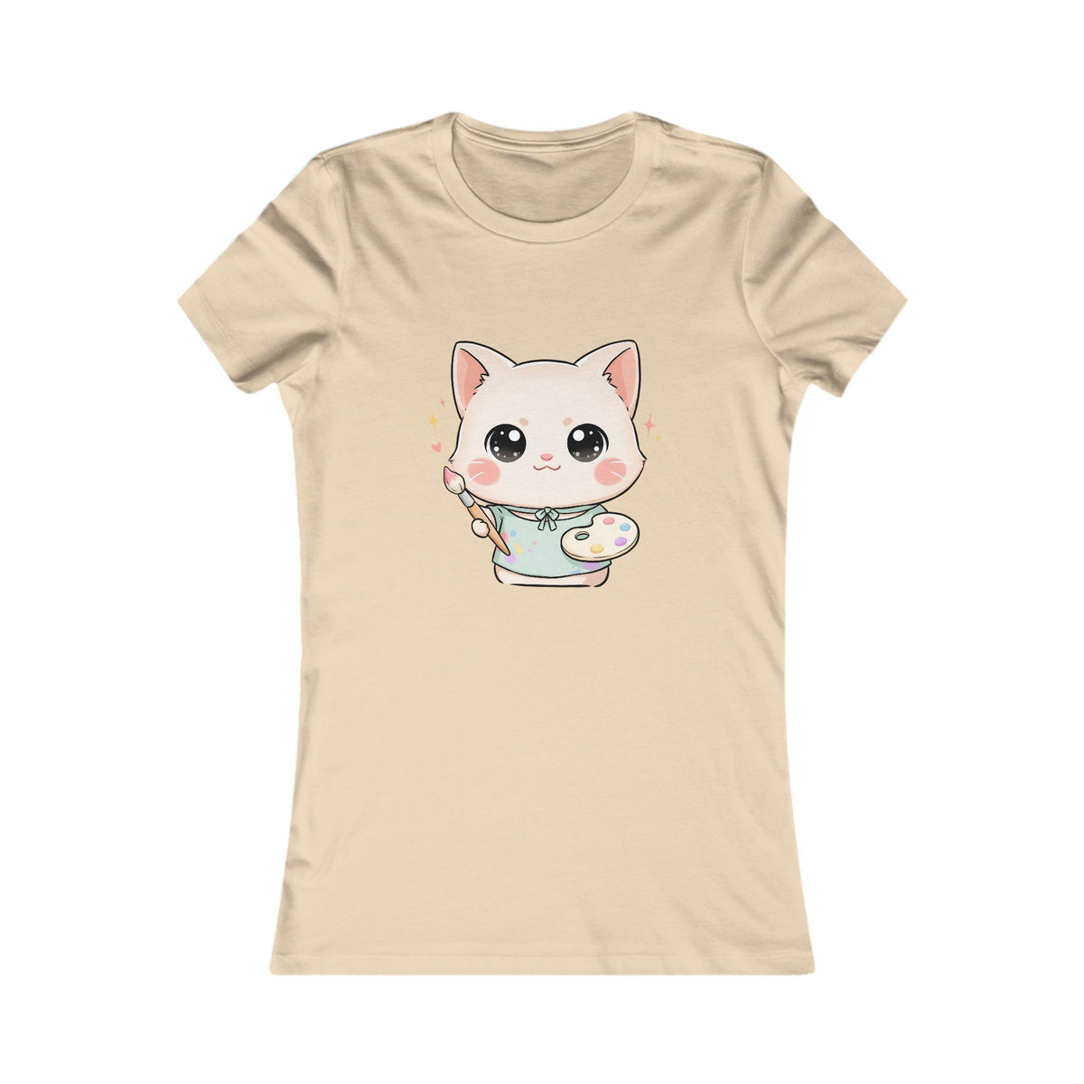 Kawaii Artist Cat T-Shirt for Cat Lovers and Creative Gifts