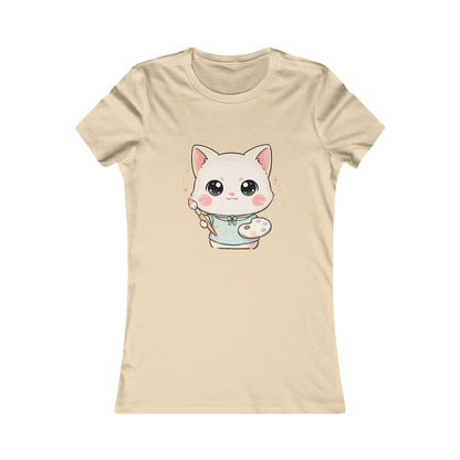 Kawaii Artist Cat T-Shirt for Cat Lovers and Creative Gifts