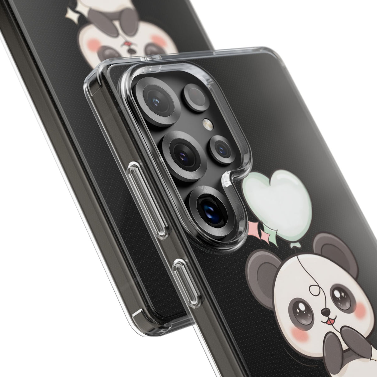 Kawaii Panda Clear Phone Case with Balloon