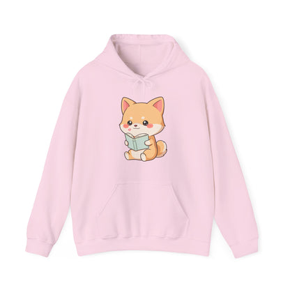 Kawaii Shiba Inu Reading Hoodie for Cozy Study Days