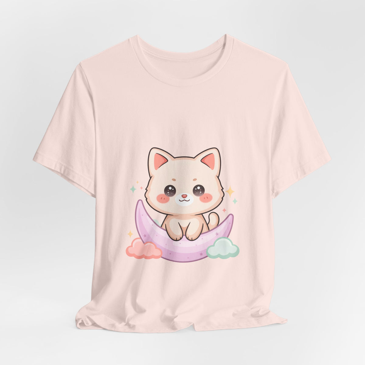 Kawaii Cat Moon T-Shirt for Cozy Night Owls