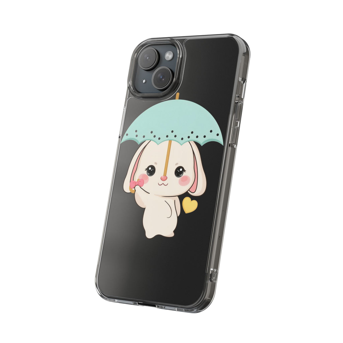 Kawaii Bunny Phone Case with Umbrella | Cute Clear Case