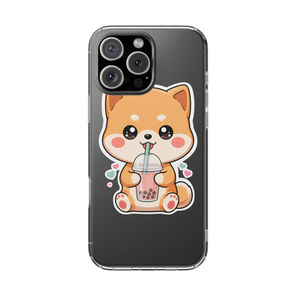 Kawaii Shiba Inu Phone Case for Bubble Tea Lovers