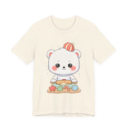 Christmas Cookie Baking Polar Bear Tee, Kawaii Holiday Shirt
