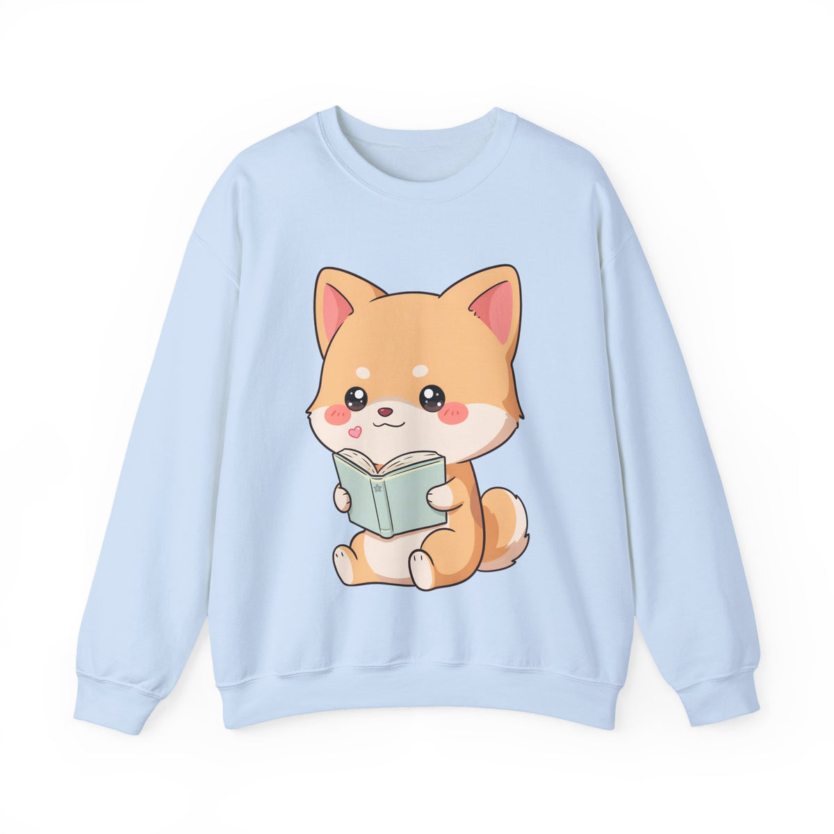 Reading Shiba Inu Sweatshirt, Cute Kawaii Book Lover Gift