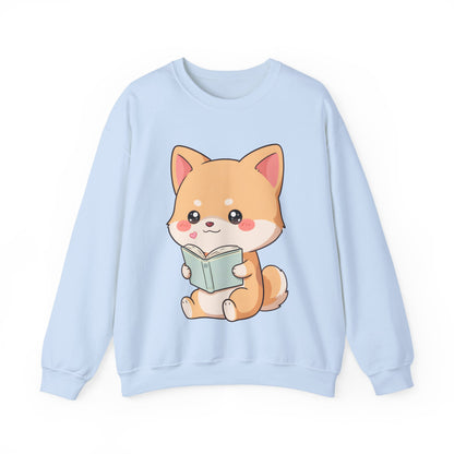 Reading Shiba Inu Sweatshirt, Cute Kawaii Book Lover Gift