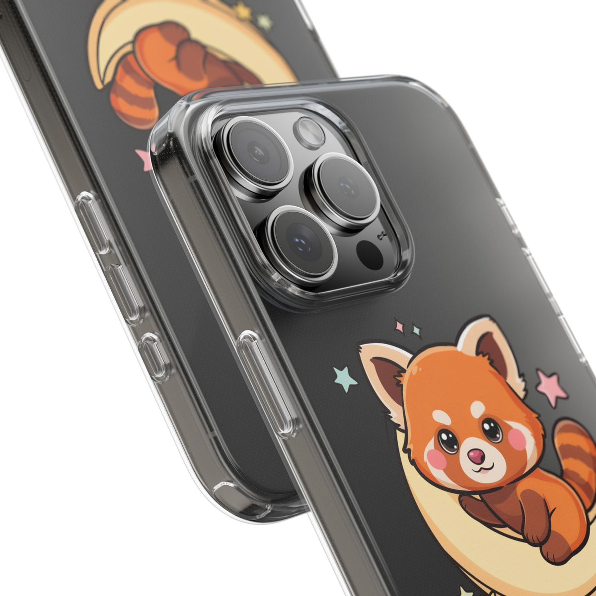 Red Panda Phone Case, Kawaii Moon Companion