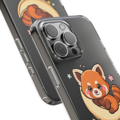 Red Panda Phone Case, Kawaii Moon Companion