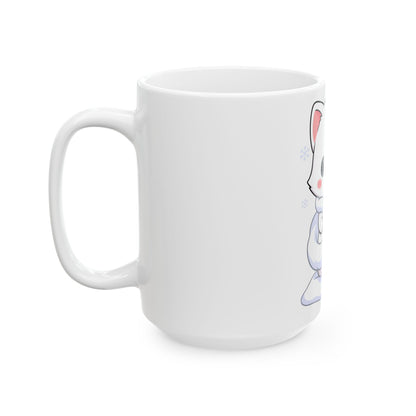 Kawaii Arctic Fox Mug, Cute Snowy Animal Ceramic Cup