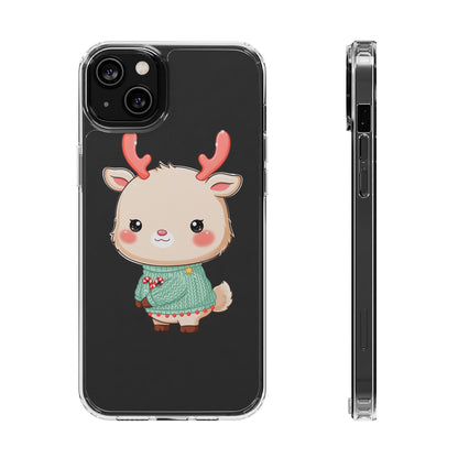 Kawaii Reindeer Clear Impact-Resistant Phone Case