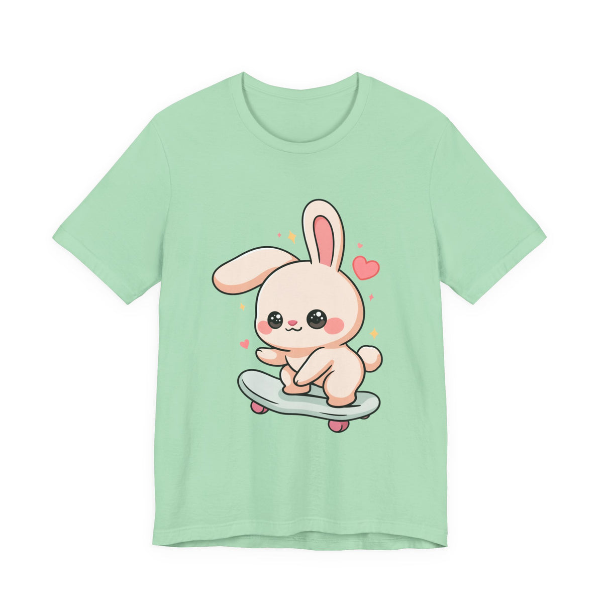 Kawaii Bunny Skateboard T-Shirt for Cute Style Fans