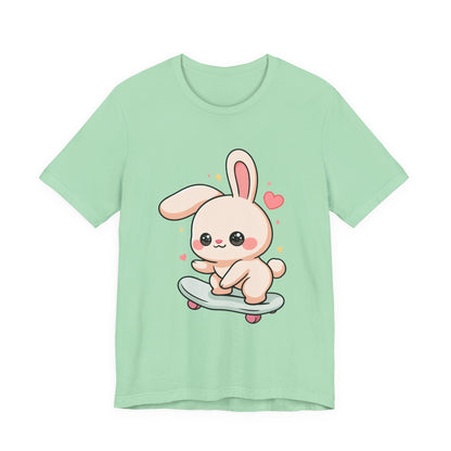 Kawaii Bunny Skateboard T-Shirt for Cute Style Fans