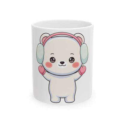 Kawaii Polar Bear Mug, Cute Winter Gift for Bear Lovers