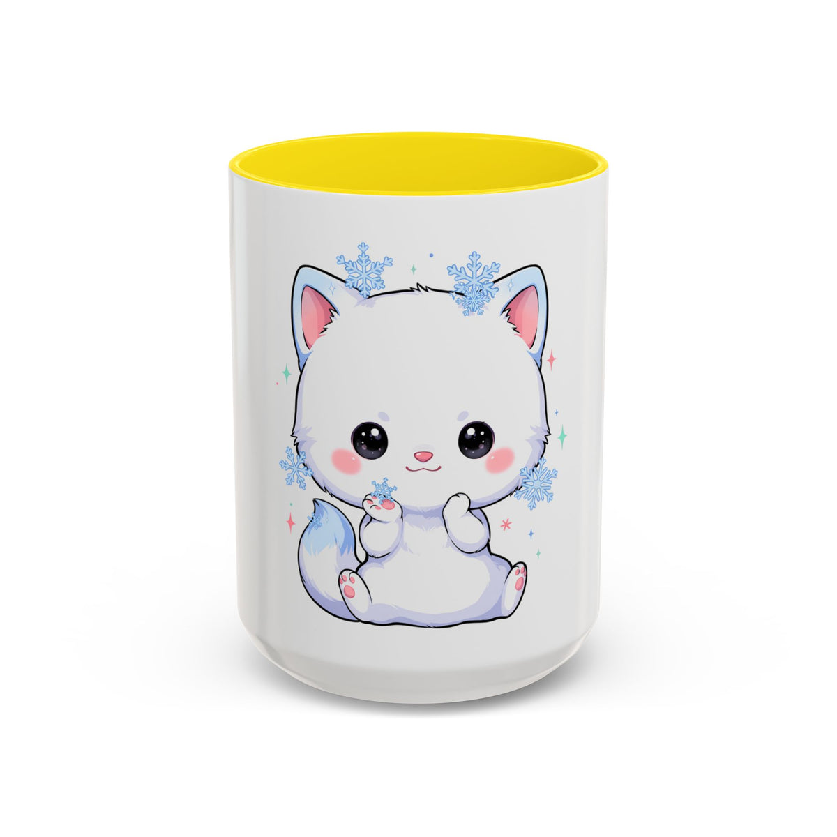 Kawaii Arctic Fox Accent Coffee Mug for Cozy Mornings
