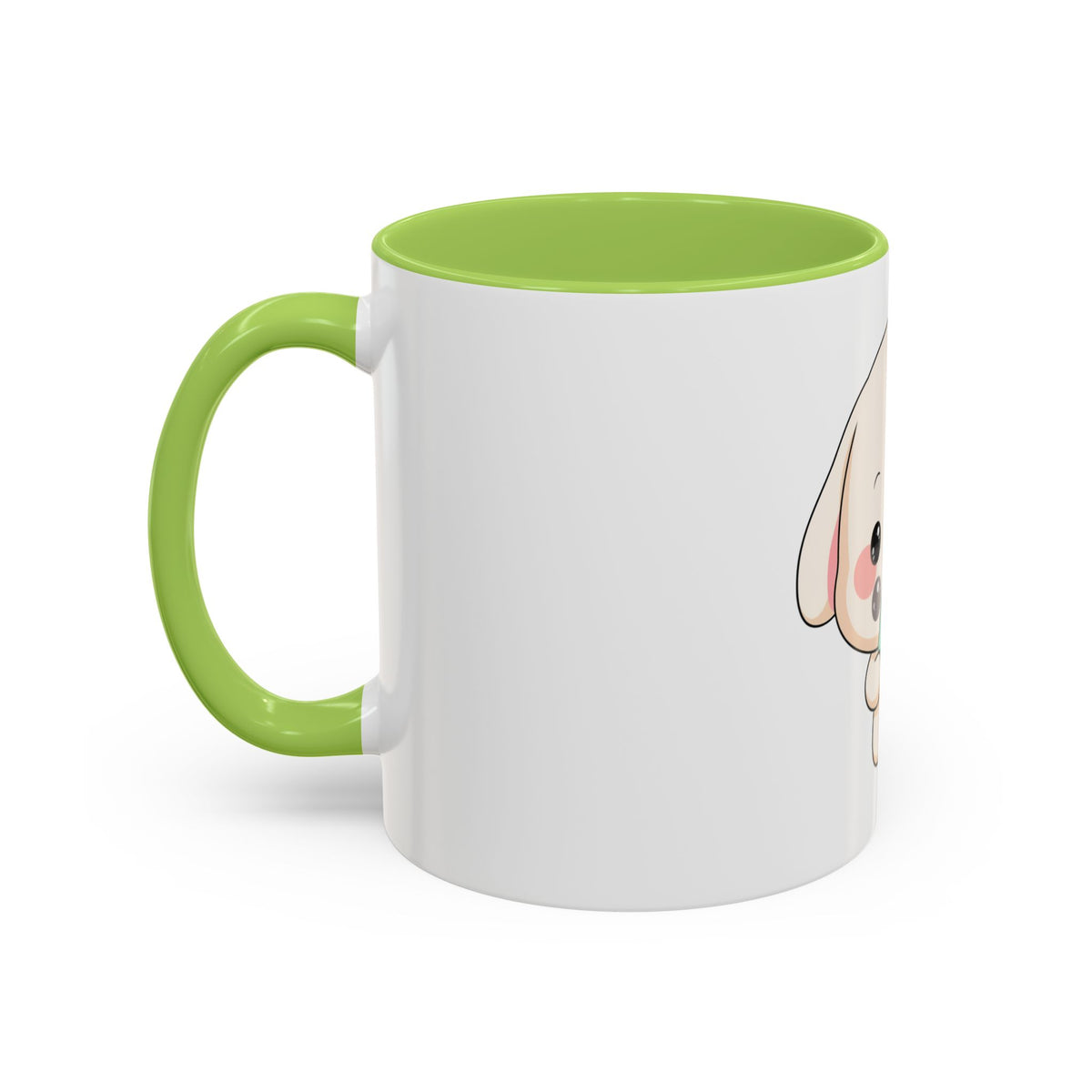 Kawaii Bunny Accent Coffee Mug, Cute Ice Cream Rabbit