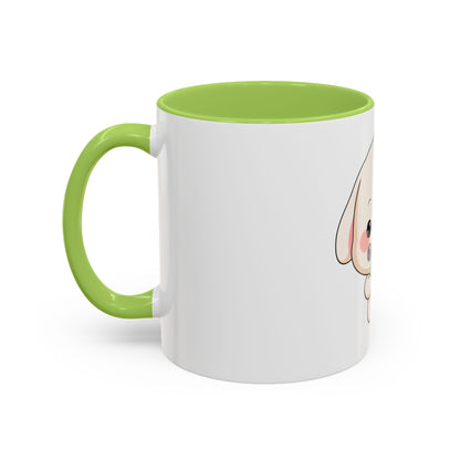 Kawaii Bunny Accent Coffee Mug, Cute Ice Cream Rabbit