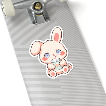Kawaii Bunny Latte Sticker for Cozy Coffee Lovers