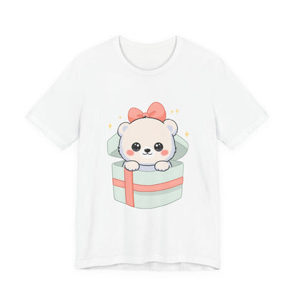 Kawaii Polar Bear Tee, Cute Gift Box Cub Unisex Shirt