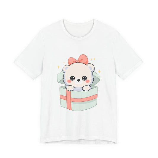 Kawaii Polar Bear Tee, Cute Gift Box Cub Unisex Shirt