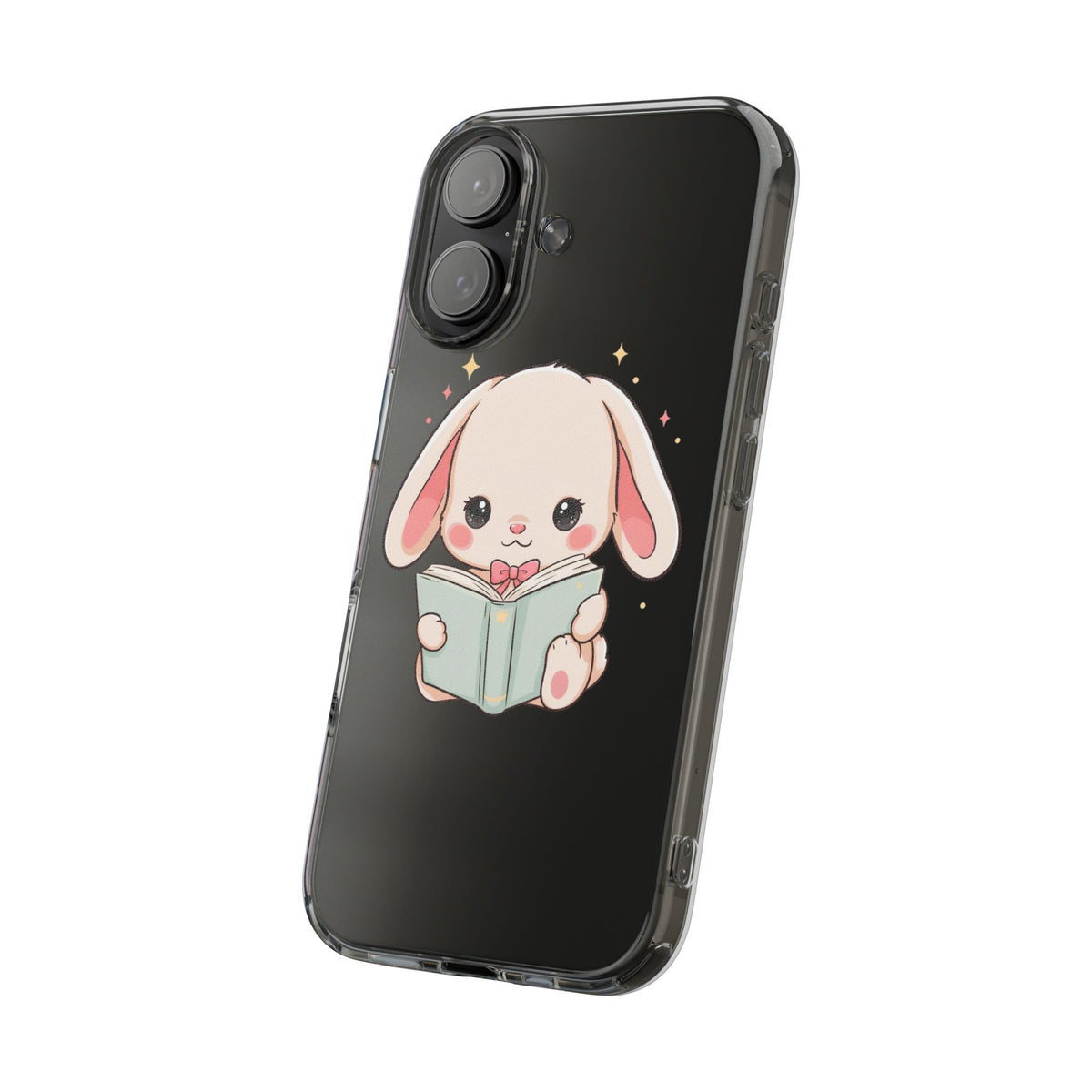 Kawaii Reading Bunny Clear Impact-Resistant Case