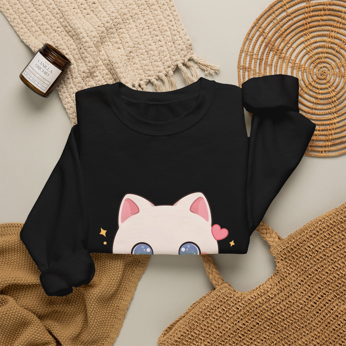Kawaii Gamer Cat Sweatshirt for Cozy Gaming Nights