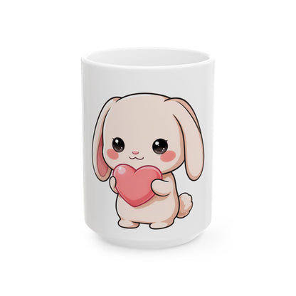 Kawaii Bunny Ceramic Mug – Cute Heart Gift