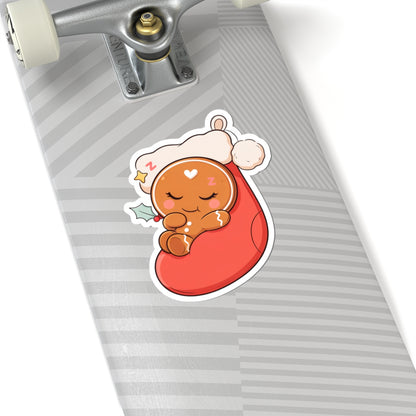 Sleeping Gingerbread Man Christmas Sticker