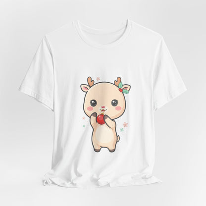 Kawaii Reindeer Christmas T-Shirt for Cute Holiday Style