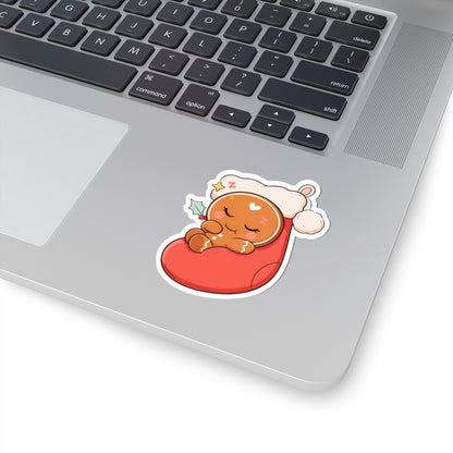 Sleeping Gingerbread Man Christmas Sticker