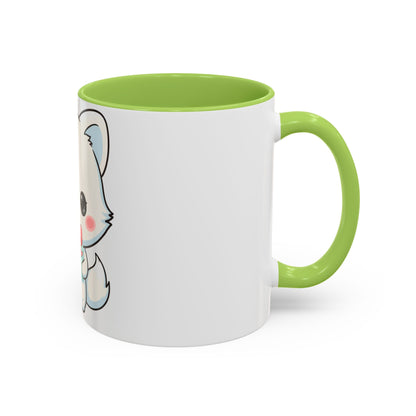 Kawaii Arctic Fox Gift Mug, Cute Holiday Accent Coffee Mug