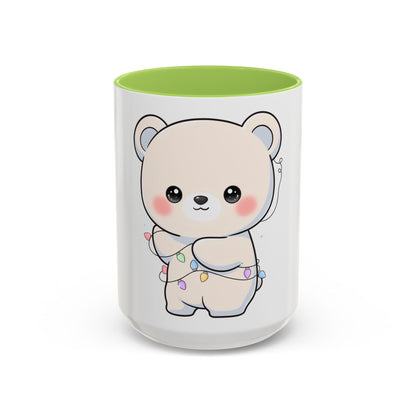 Kawaii Polar Bear Mug, Festive Holiday Gift