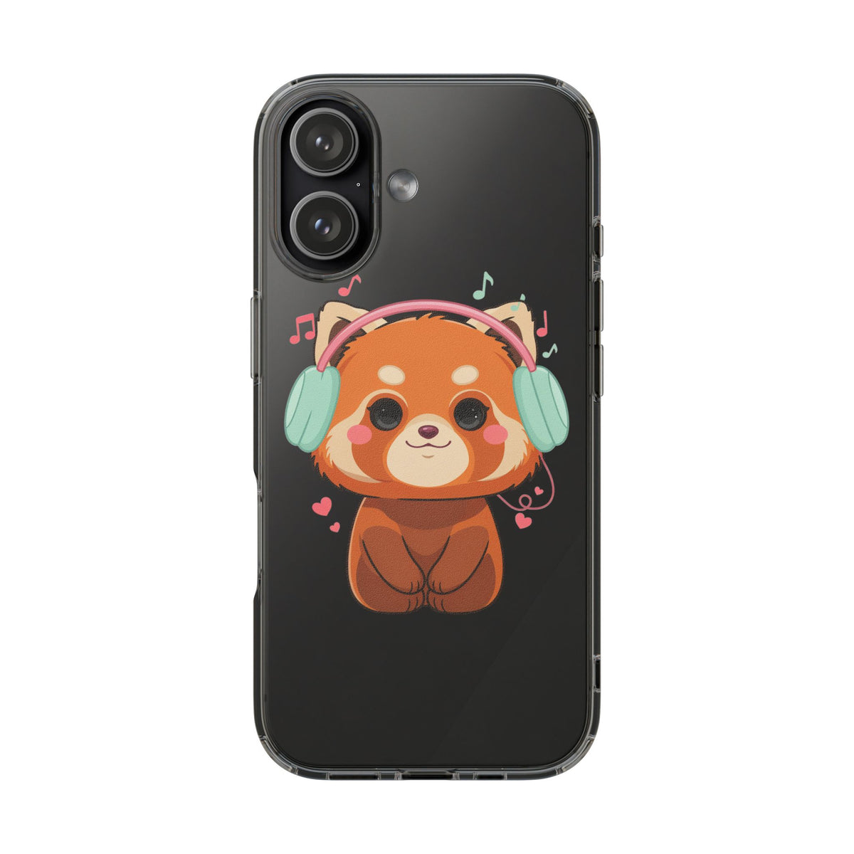 Red Panda Phone Case, Kawaii Music Lover Clear Case