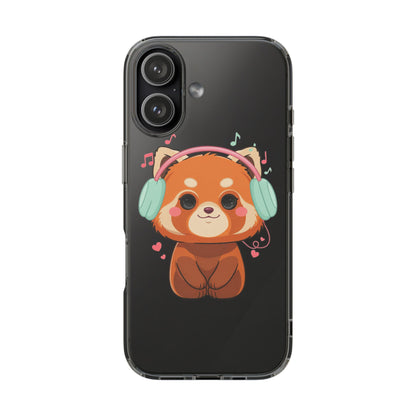 Red Panda Phone Case, Kawaii Music Lover Clear Case