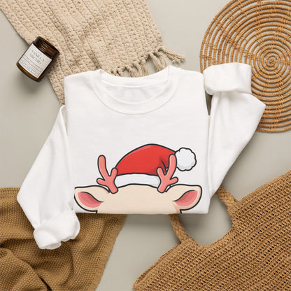 Kawaii Reindeer Christmas Sweatshirt, Cute Holiday Crewneck