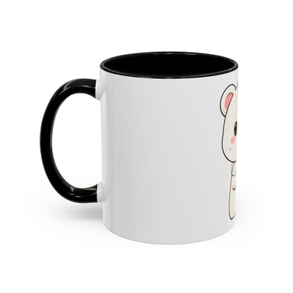 Kawaii Polar Bear Christmas Mug with Mistletoe
