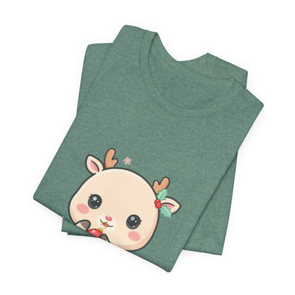 Kawaii Reindeer Christmas T-Shirt for Cute Holiday Style