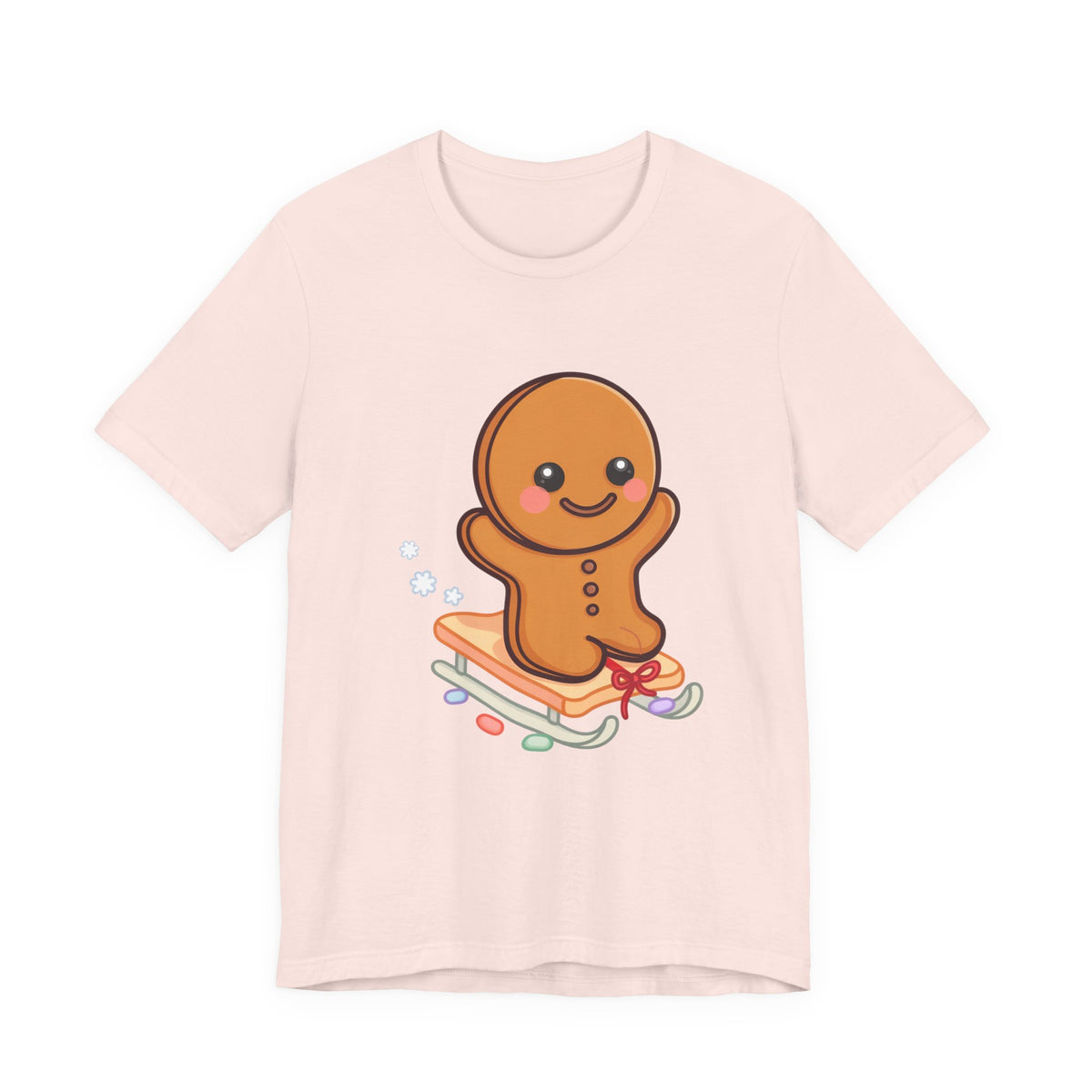 Gingerbread Man T-Shirt – Kawaii Holiday Sledding