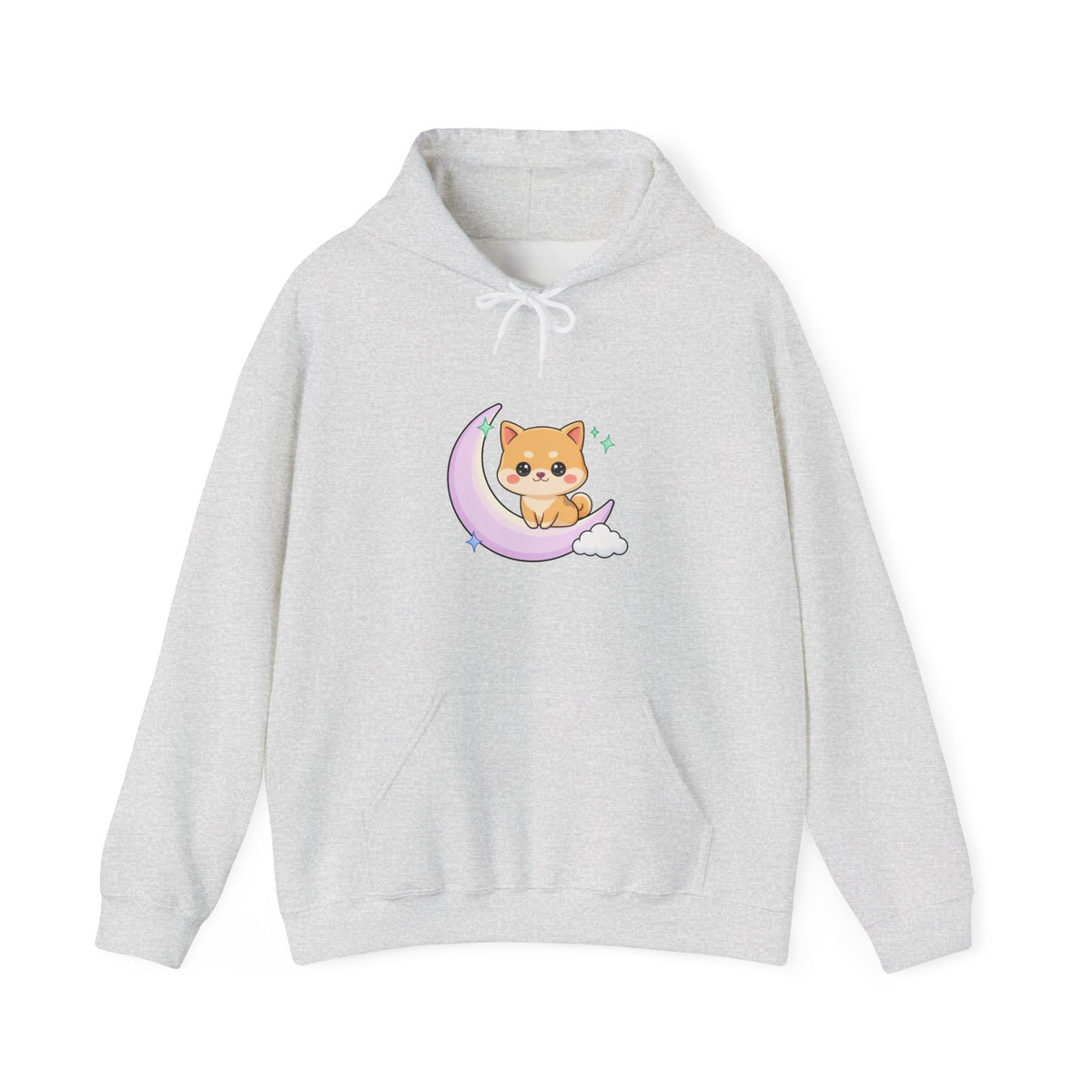 Kawaii Shiba Inu Hoodie, Cute Crescent Moon Sweatshirt