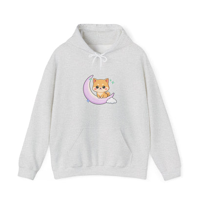 Kawaii Shiba Inu Hoodie, Cute Crescent Moon Sweatshirt