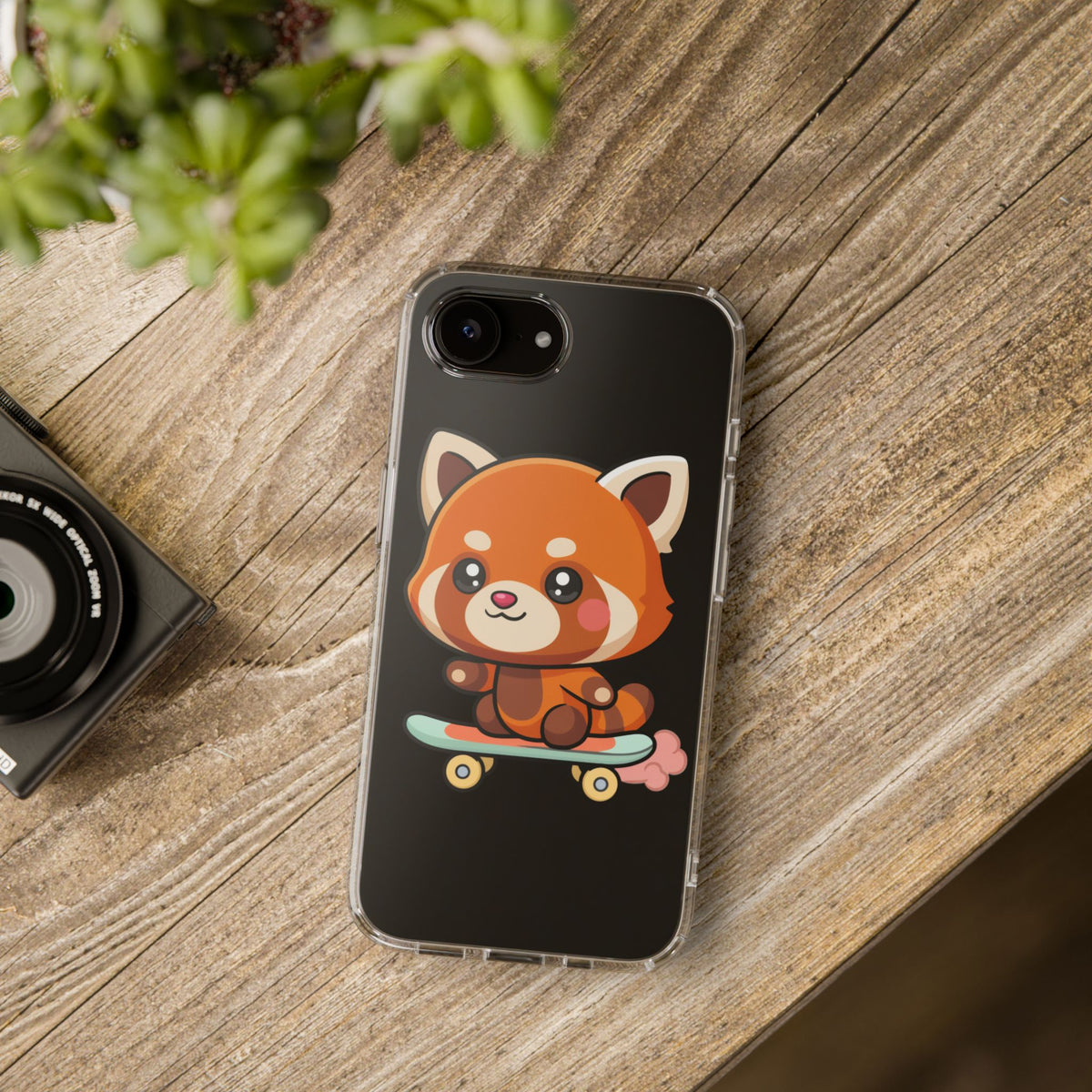 Red Panda Skateboard Phone Case, Cute Kawaii Style