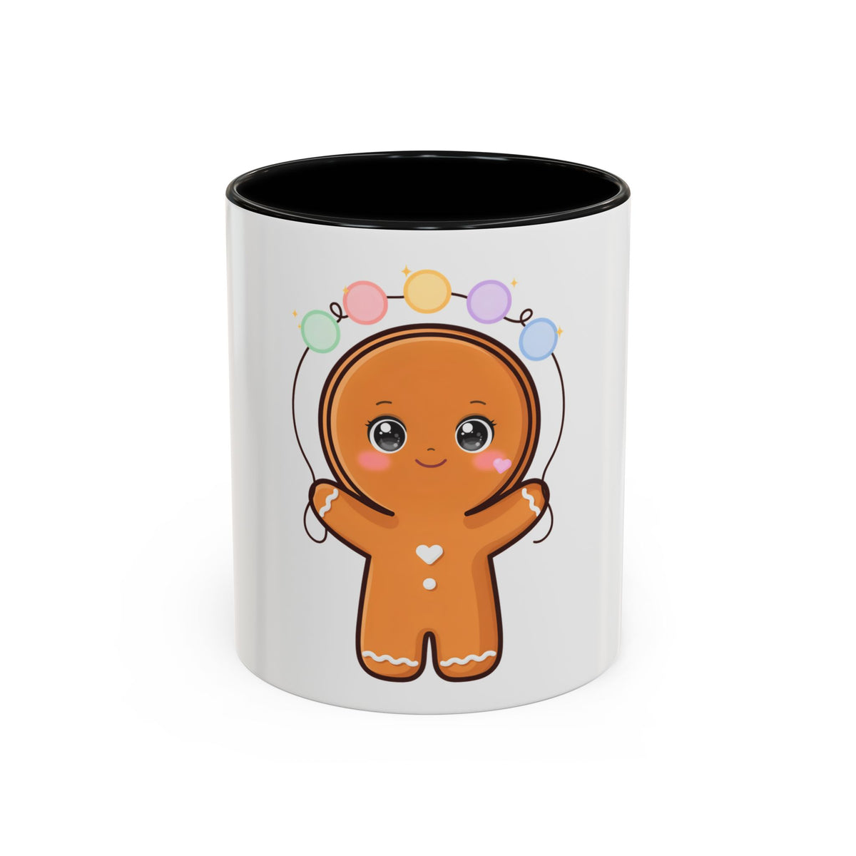 Gingerbread Man Accent Coffee Mug, Cute Kawaii Holiday Gift