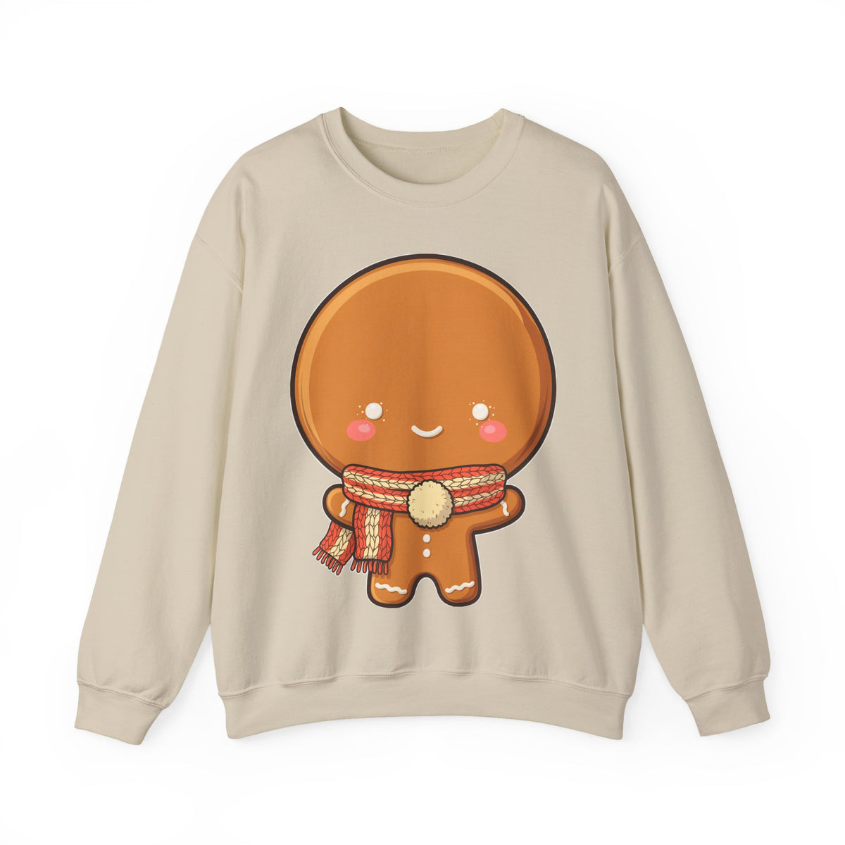 Gingerbread Man Sweatshirt, Cute Kawaii Christmas Crewneck