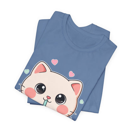 Kawaii Bubble Tea Cat T-Shirt for Cat and Boba Lovers