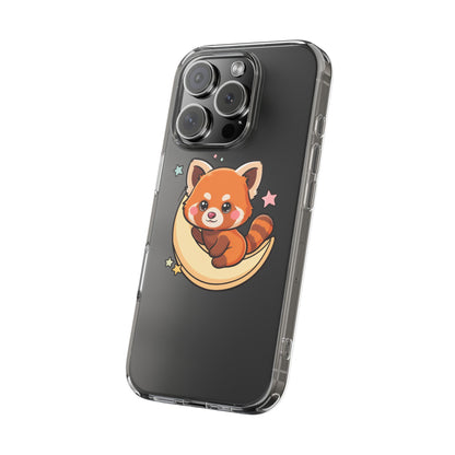 Red Panda Phone Case, Kawaii Moon Companion