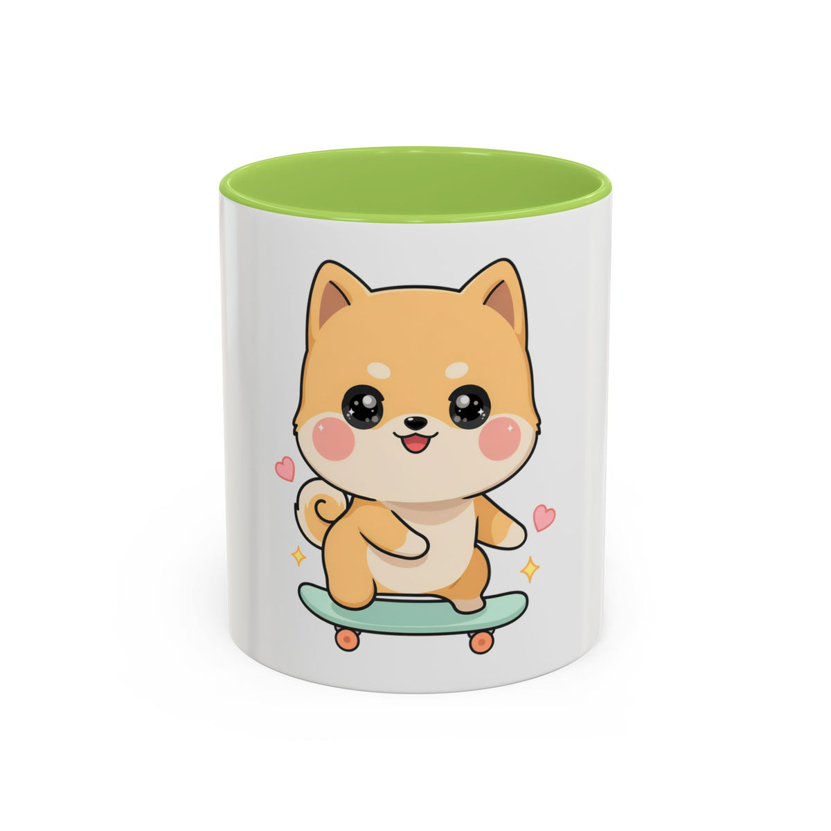 Kawaii Shiba Inu Skateboard Mug, Cute Accent Coffee Mug