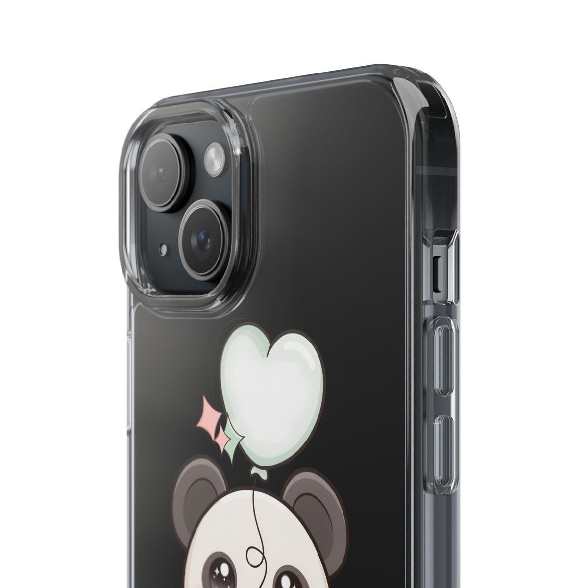 Kawaii Panda Clear Phone Case with Balloon
