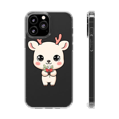 Kawaii Christmas Reindeer Clear Phone Case Gift
