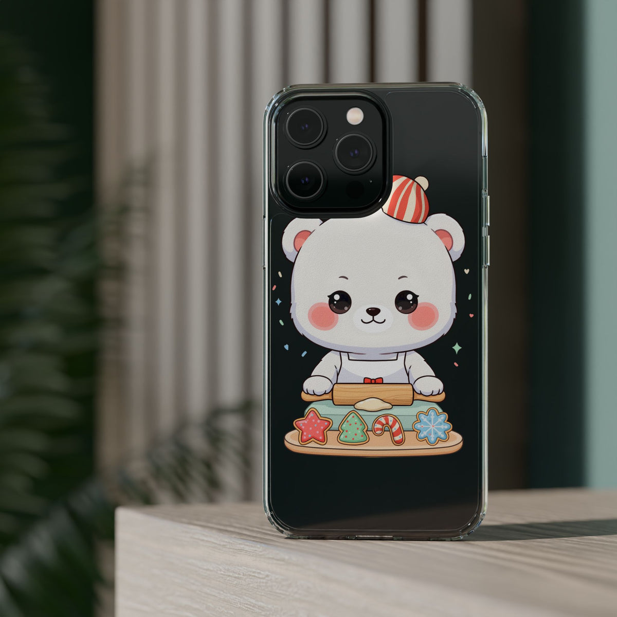 Christmas Bear Cookie Baking Clear Phone Case