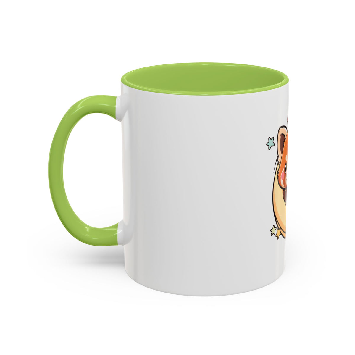 Red Panda Accent Coffee Mug, Kawaii Crescent Moon